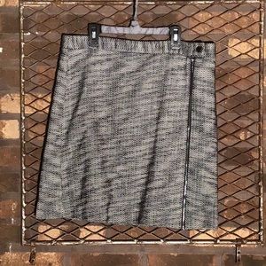 Anne Klein skirt heavy black white cotton side zipper size 10